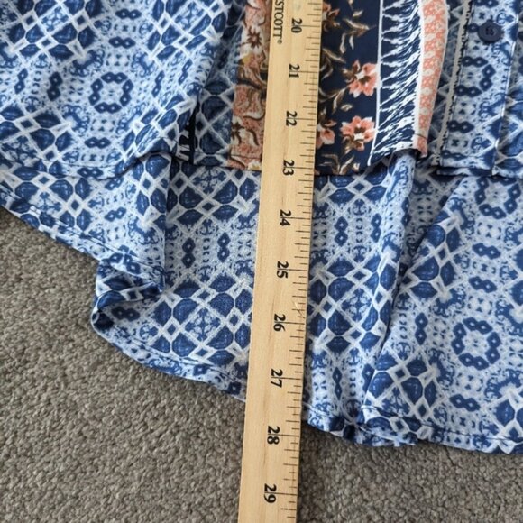 Boho Chic Blue Printed Long Sleeve Tunic Top - Style Co. Women's Size Medium - Picture 8 of 8